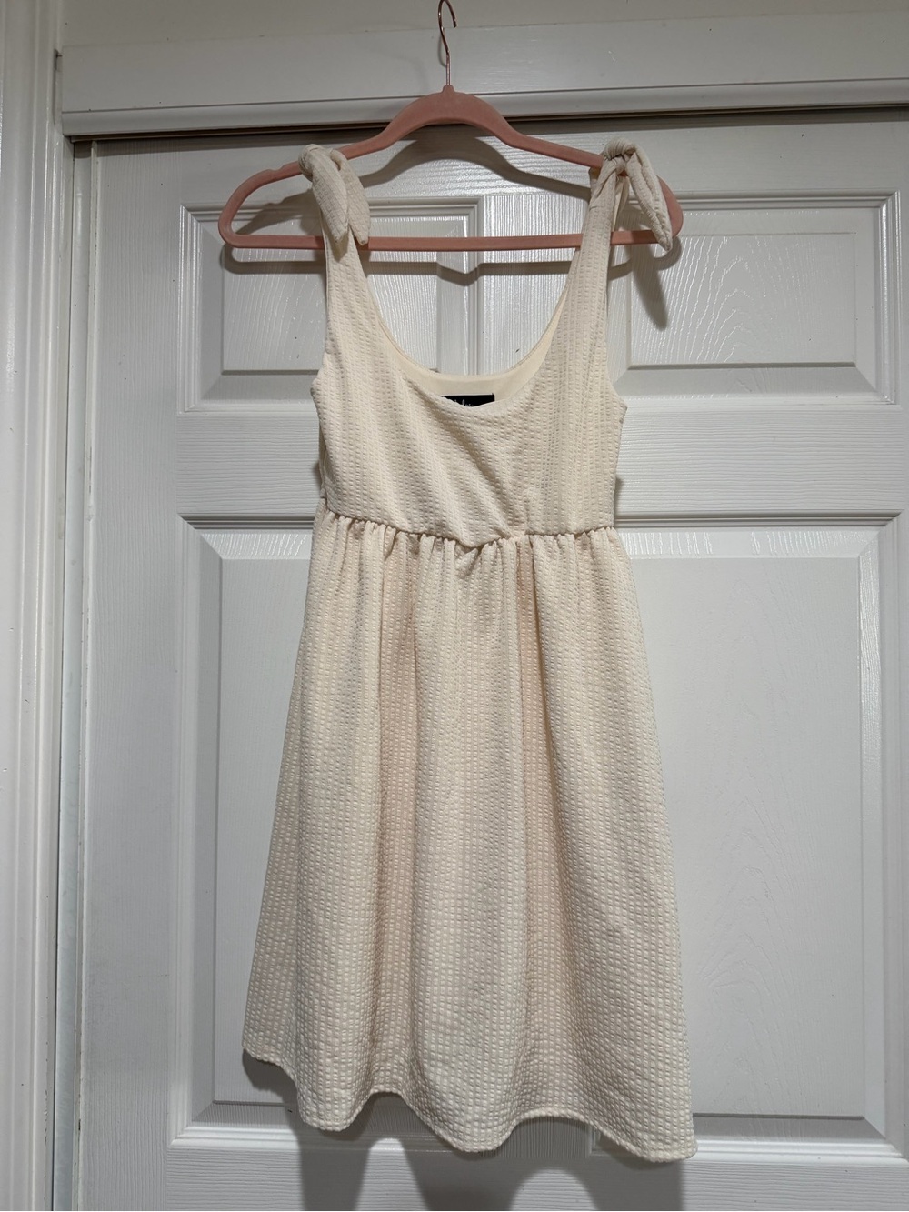 NWT lulus Cute Certainty Ivory Textured Ribbed Knit Tie-Strap Mini Dress Size S - Picture 4 of 13